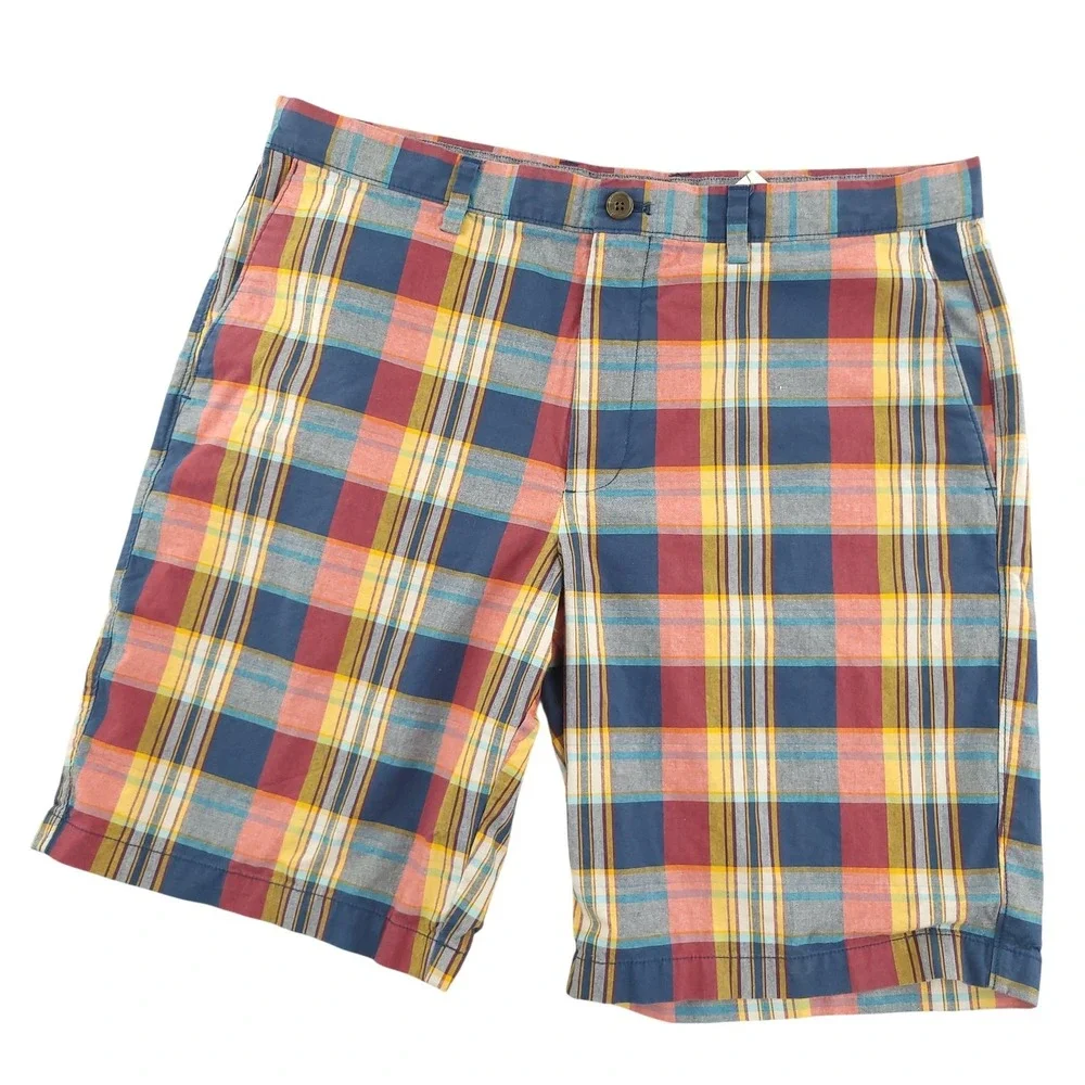Banana Republic Shorts Mens 36 Multicolor Plaid Cotton Chino 10